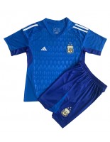 Argentina Brankářské Venkovní dres pro děti MS 2022 Krátký Rukáv (+ trenýrky)